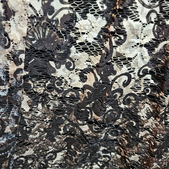 Danny & Nicole Black White Flared midi dress Womens 14 party lacy feminine - Picture 7 of 14